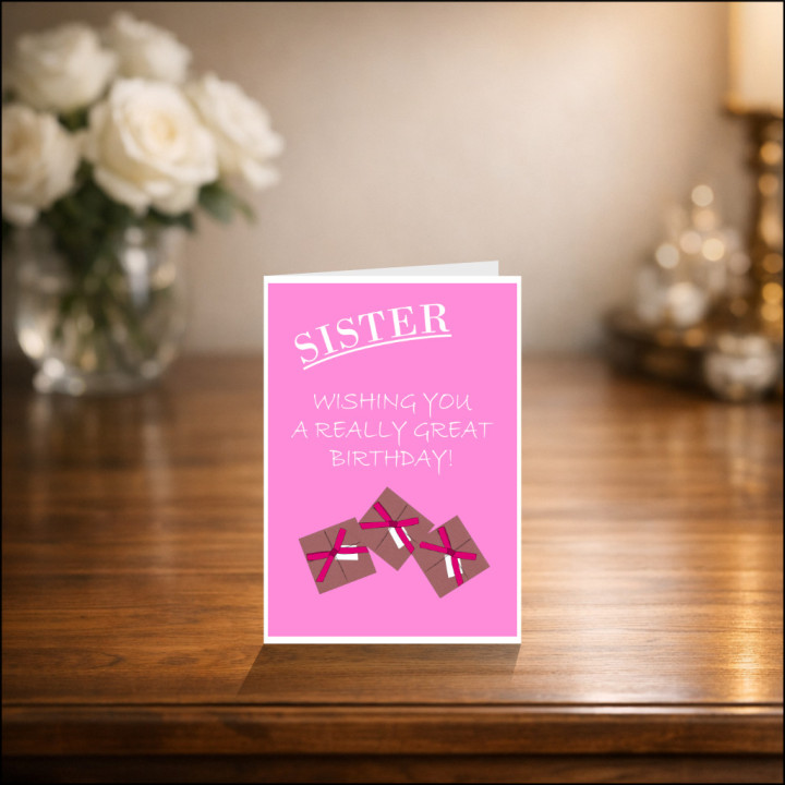 Personalised Sister Birthday Card in Pink