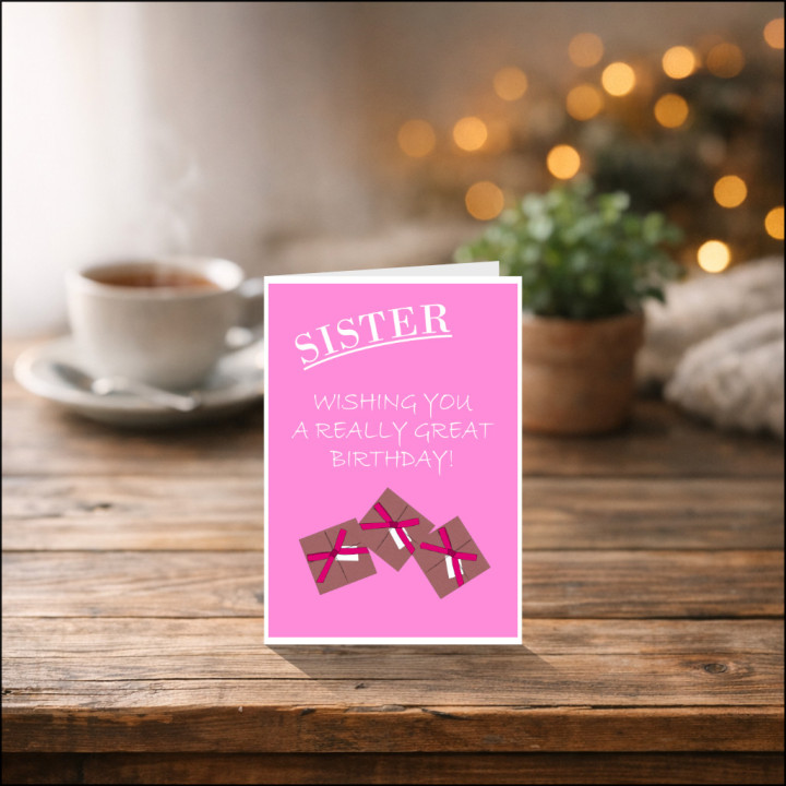 Personalised Sister Birthday Card in Pink