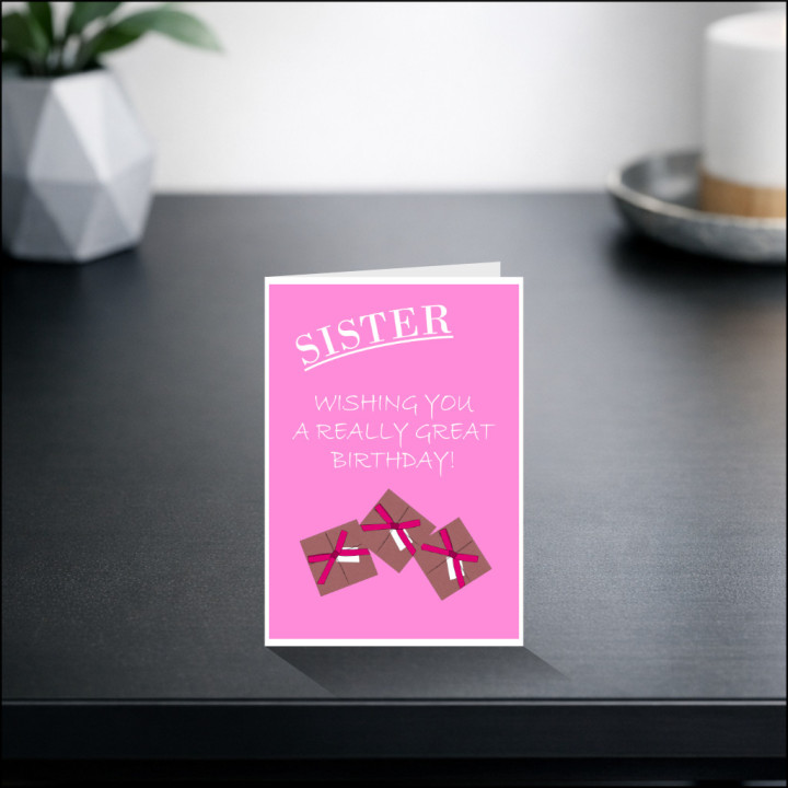 Personalised Sister Birthday Card in Pink