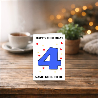 Personalised Fourth Birthday Card in Blue