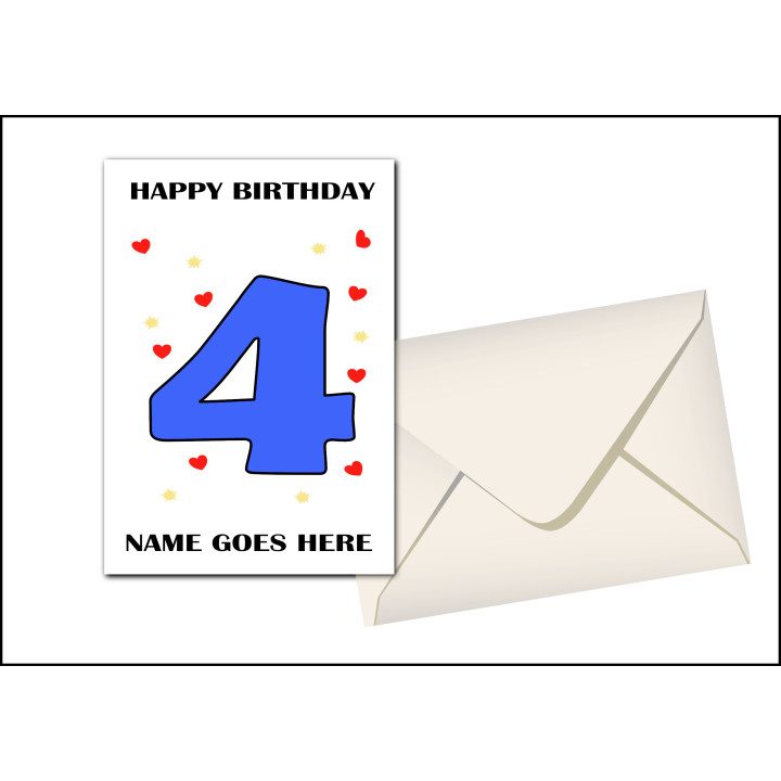 Personalised Fourth Birthday Card in Blue