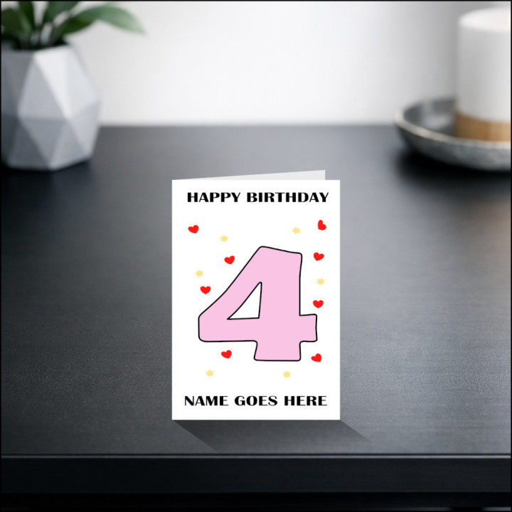 Fourth Birthday Card with Personalised Message