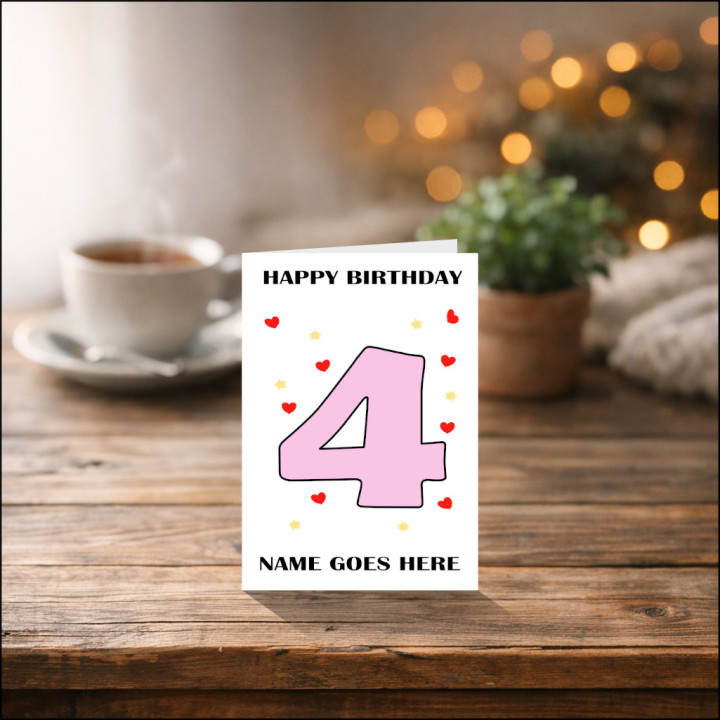 Fourth Birthday Card with Personalised Message
