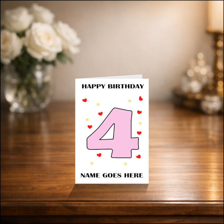 Fourth Birthday Card with Personalised Message