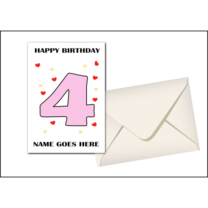 Fourth Birthday Card with Personalised Message