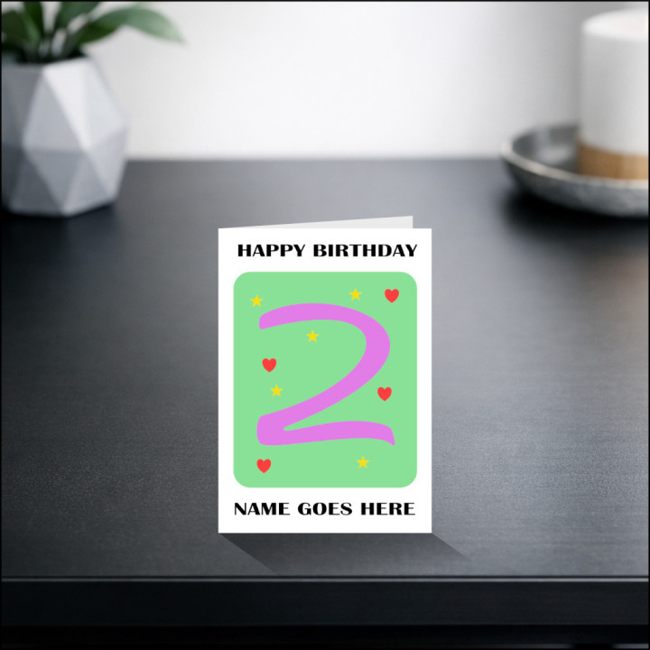 Second Birthday Card with Pink Number