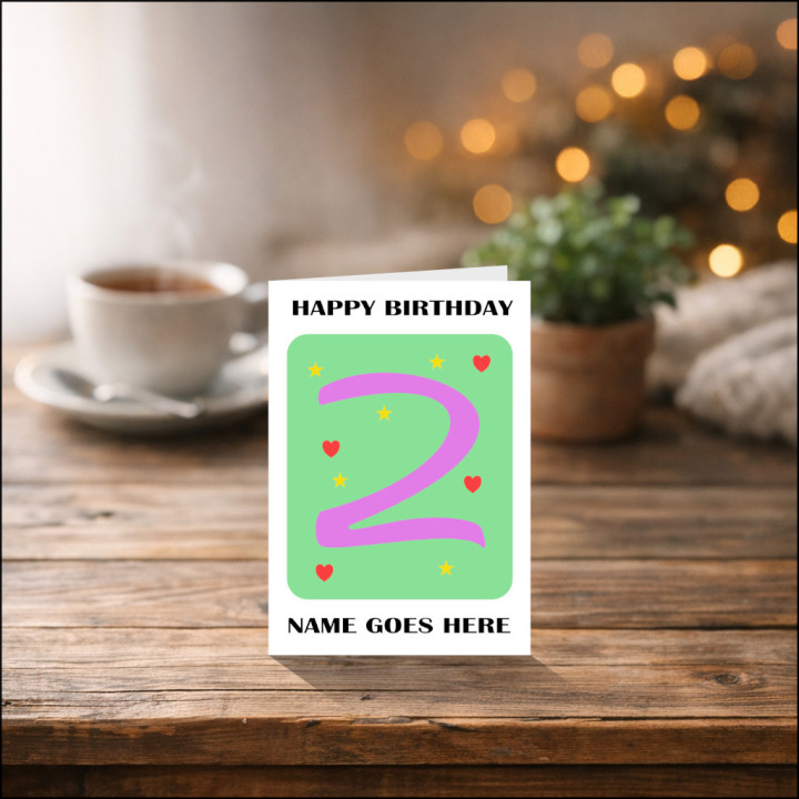 Second Birthday Card with Pink Number