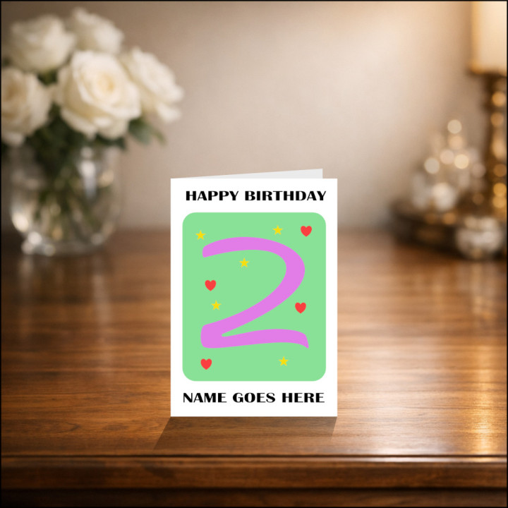 Second Birthday Card with Pink Number