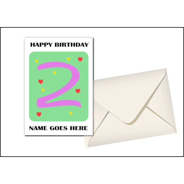 Second Birthday Card with Pink Number