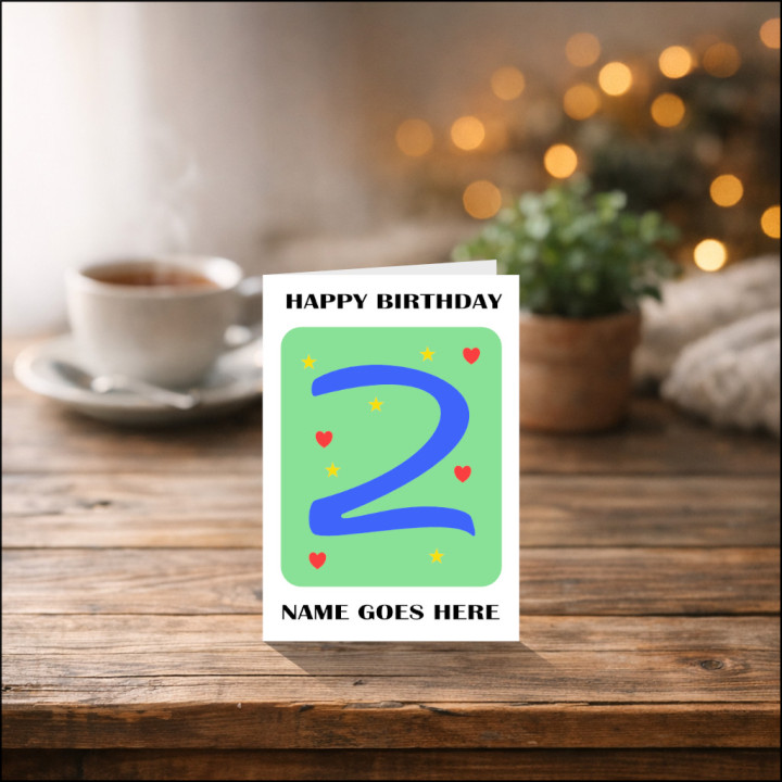 Birthday Card for Two Year Olds in Blue