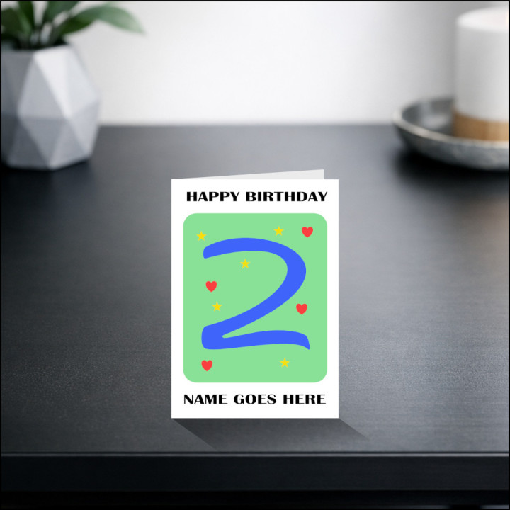Birthday Card for Two Year Olds in Blue