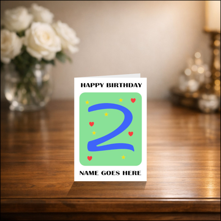 Birthday Card for Two Year Olds in Blue