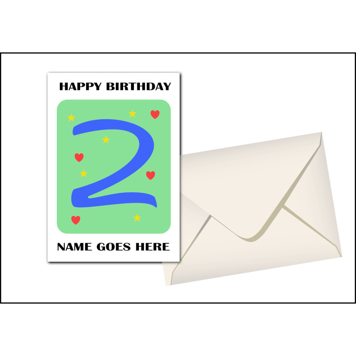 Birthday Card for Two Year Olds in Blue