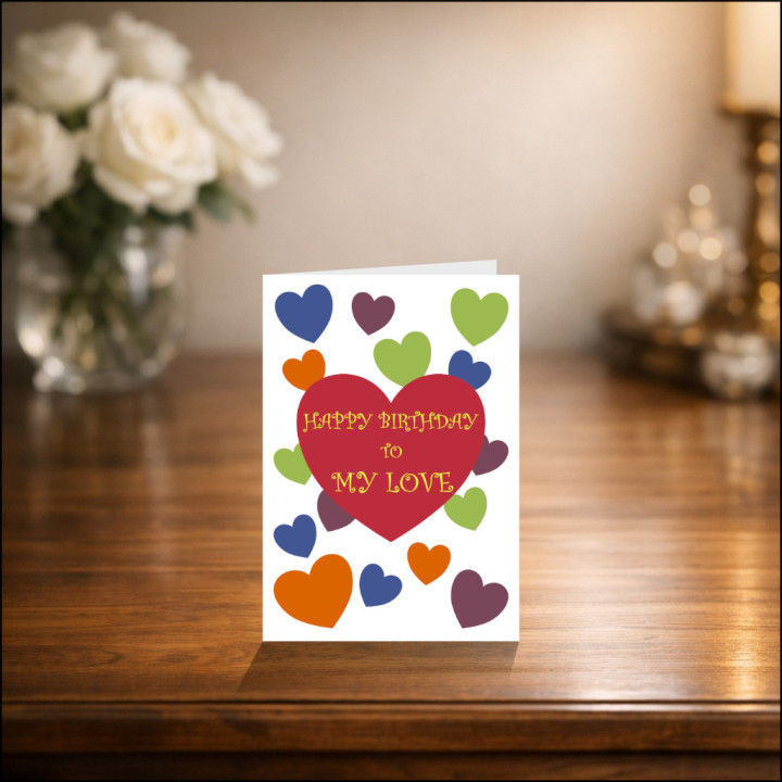Personalised Hearts Birthday Card with Message