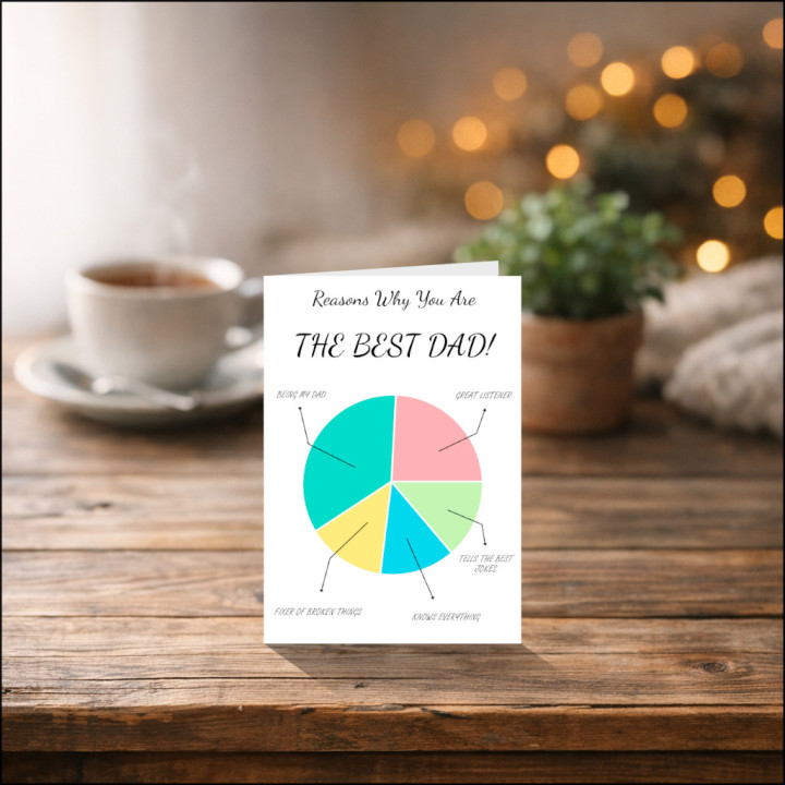 Personalised Best Dad Greeting Card with Pie Chart