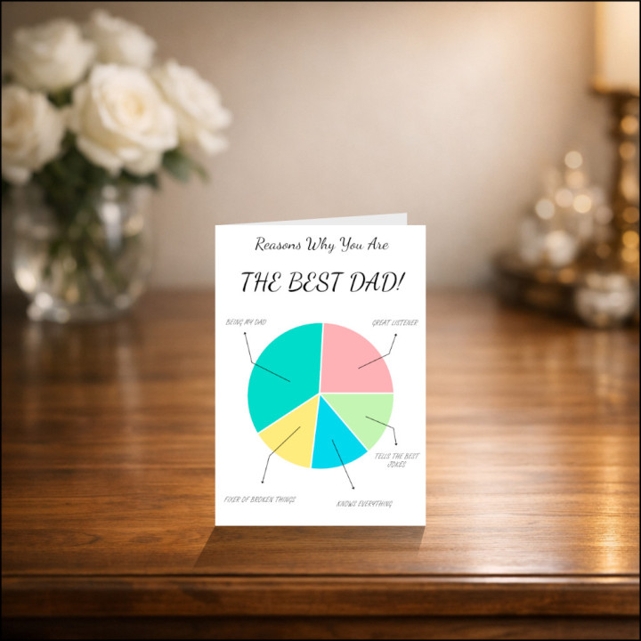 Personalised Best Dad Greeting Card with Pie Chart