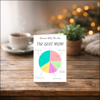 Personalised Best Mum Greeting Card with Pie Chart