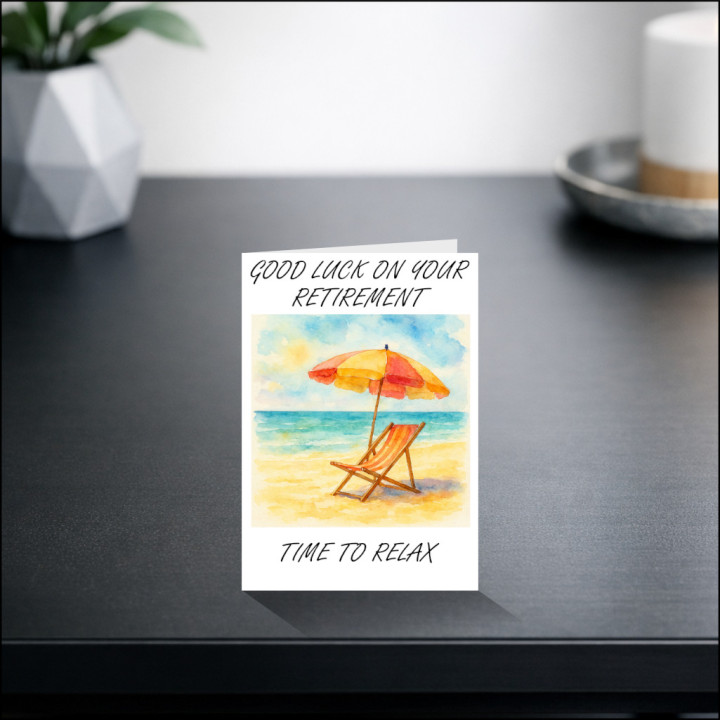 Retirement Greetings Card | Beach Design with Deck Chair
