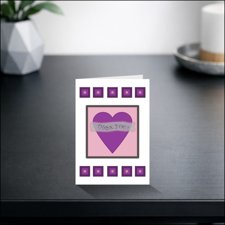 Personalised 'Thank You' Purple Heart Greetings Card