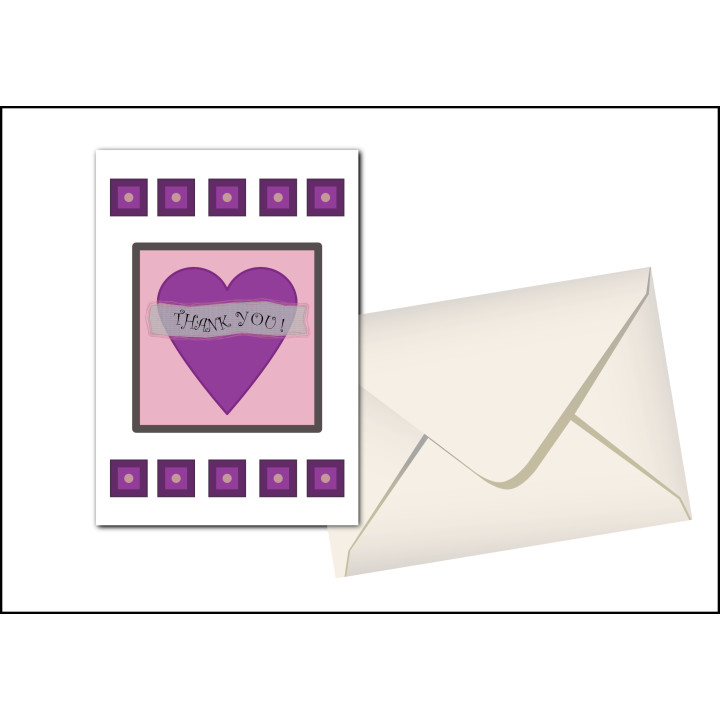 Personalised 'Thank You' Purple Heart Greetings Card