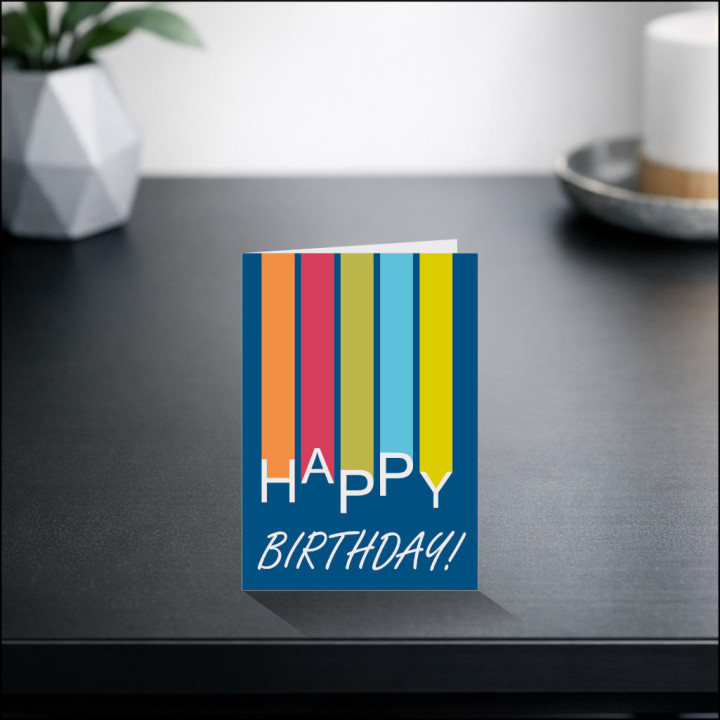 Personalised Happy Birthday Card | Blue Design