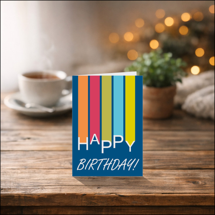 Personalised Happy Birthday Card | Blue Design