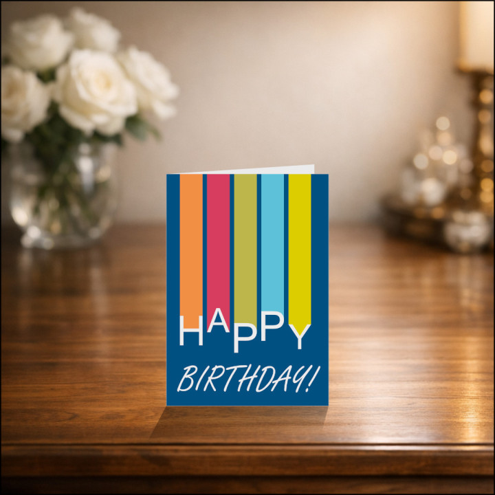 Personalised Happy Birthday Card | Blue Design