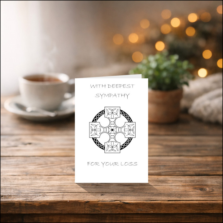 Personalised Celtic Cross Bereavement/Sympathy  Card