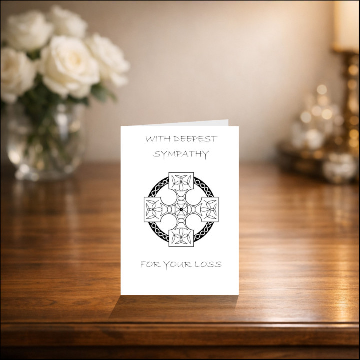 Personalised Celtic Cross Bereavement/Sympathy  Card