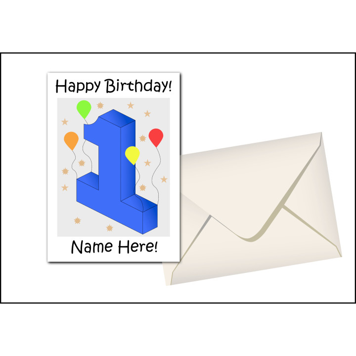 First Birthday Baby Boys Greeting Card in Blue